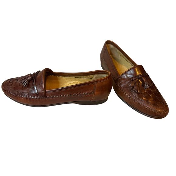 Santoni Woven Tassel Loafers Men’s Size 11.5 D Brown Leather Dress Shoes Italy main image 5